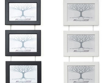 Triple Photo Frame: Hanging Picture Display with Chrome Chain