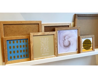 Solid Oak SQUARE Photo Picture Frame Real Wood Unfinished Glass
