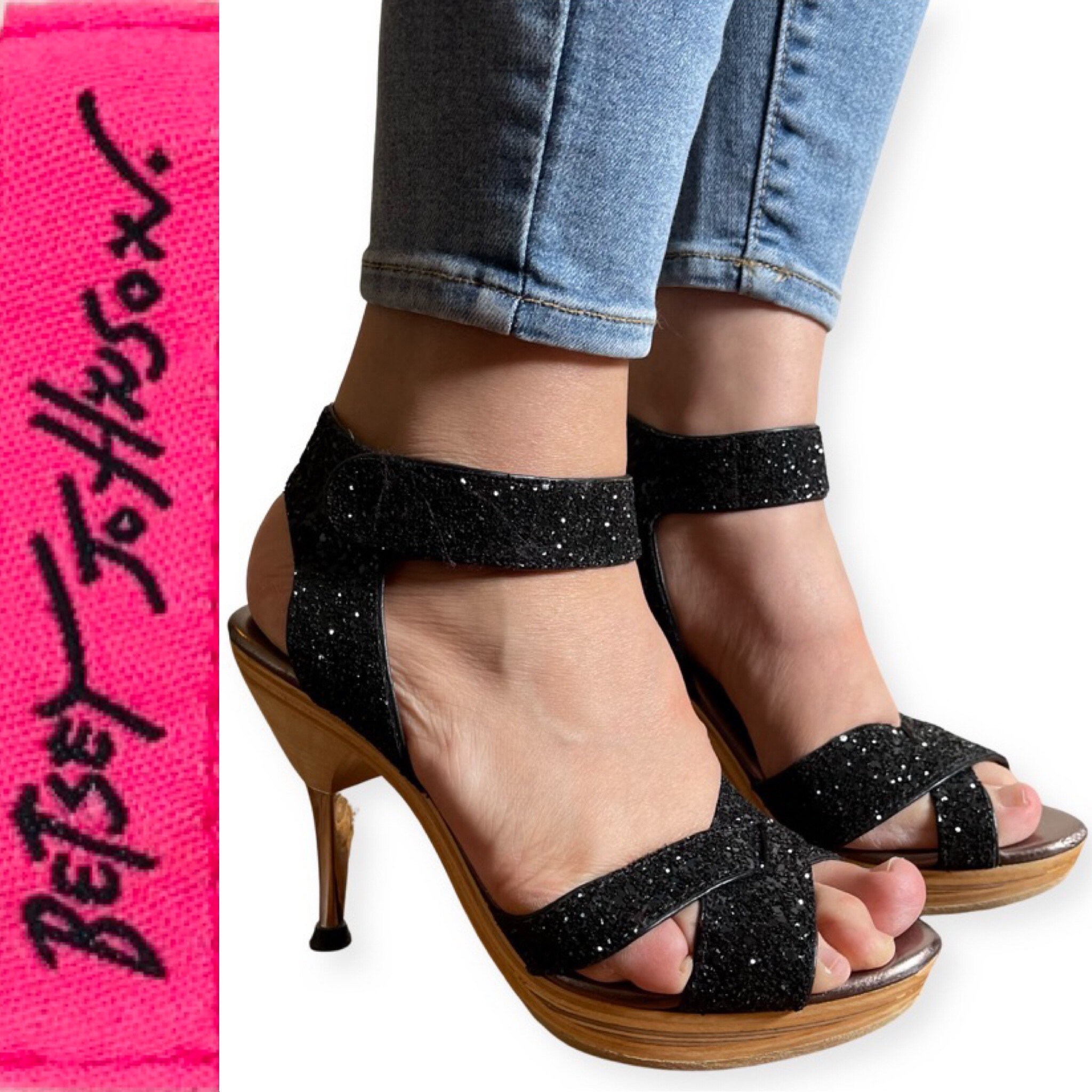 RARE Betsey Johnson Black Glitter Polly Shoes “The Betsey Shoe”