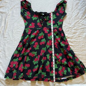 Vintage Betsey Johnson Babydoll Red Roses Print Cotton Lycra Dress image 7