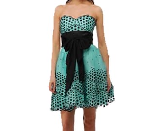 NWT Betsey Johnson Blue Polka Dot Evening Dress Size 8