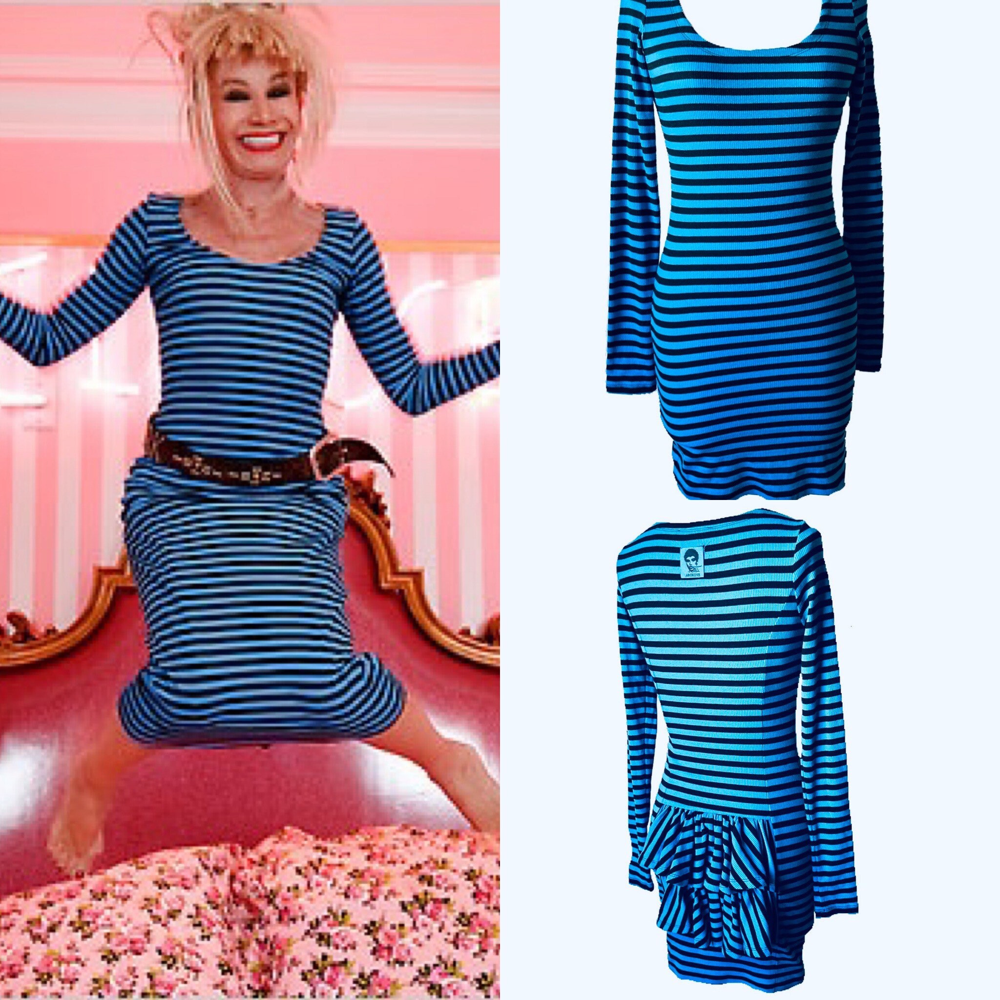 Vintage Betsey Johnson Punk Label Striped Bustle Dress Etsy