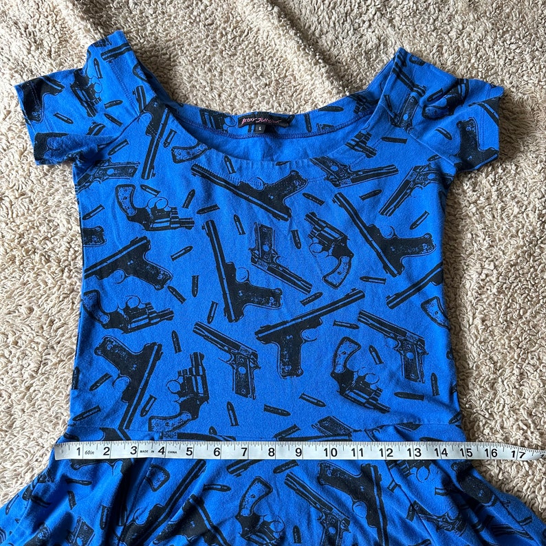 Vintage Betsey Johnson Gun Print Dress Size Large as Seen on Paramore