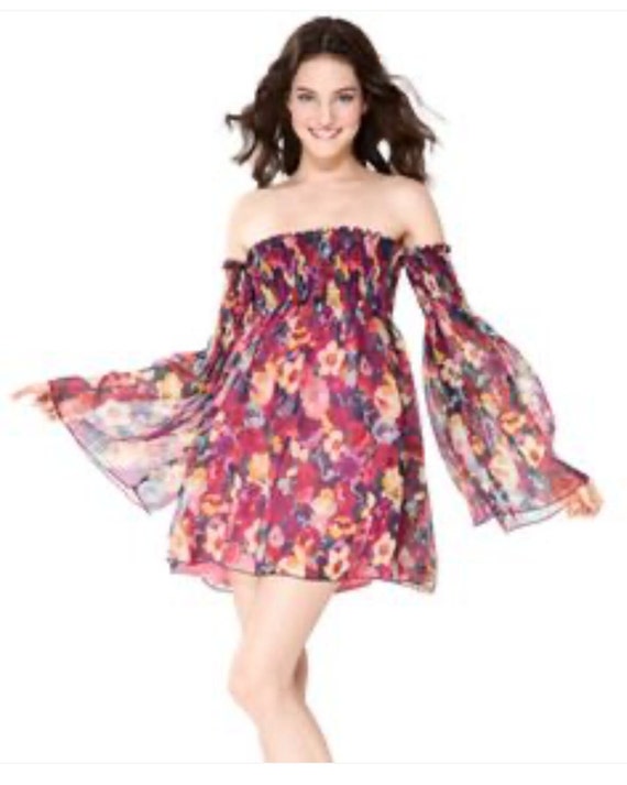 Betsey Johnson Floral Chiffon Mini Dress Size Smal
