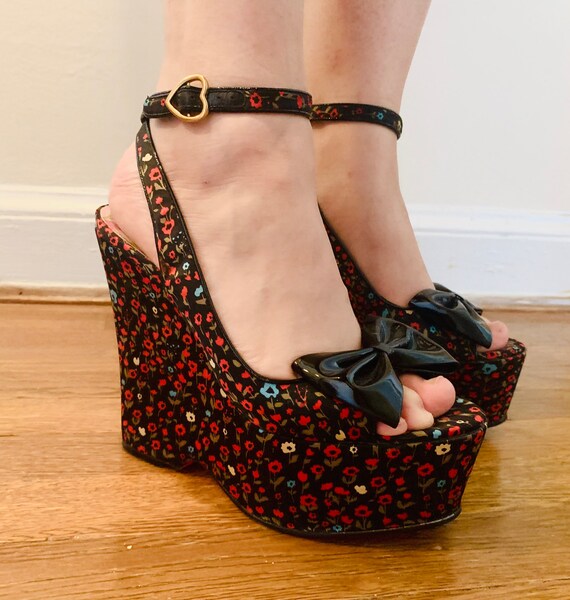 Vintage Betsey Johnson Black Ashlin Wedge Platform