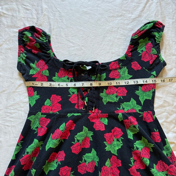 Vintage Betsey Johnson Babydoll Red Roses Print C… - image 5