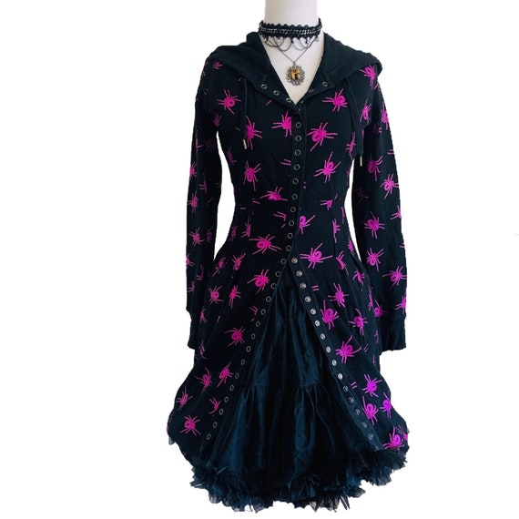 Vintage Betsey Johnson Spider Hooded Thermal Dress