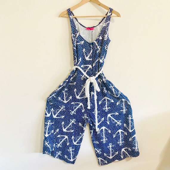 Vtg Betsey Johnson Nautical Anchor & Polka Dot Pri