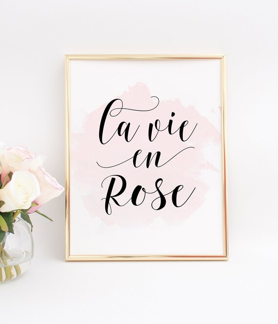 La Vie En Rose French Quotefrench Sayingfrench Printbaby Girls Nurserygirls Room Decorgirlyhot Pinkcalligraphyfashion Printquotes