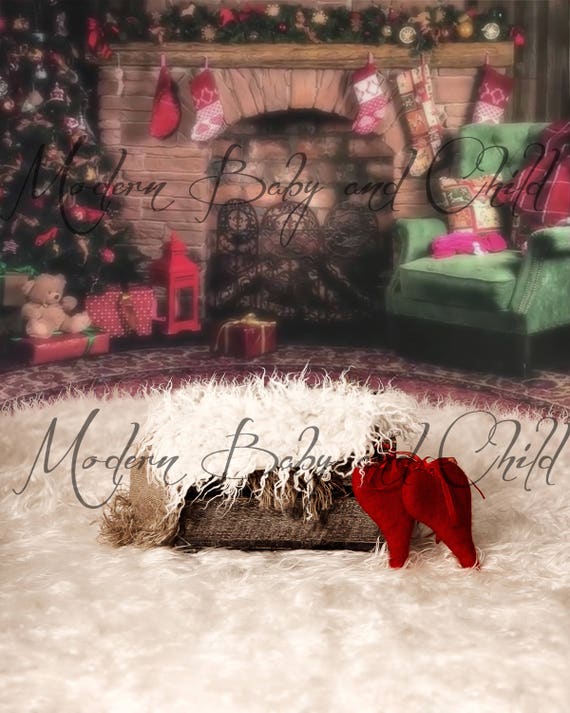 Newborn Christmas Digital Download With Props Fireplace Etsy