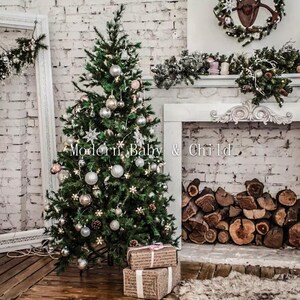 Muzi Christmas Tree Photography Backdrops White Fireplace Plants Decorations Background for Photographer Interior Baby Photo Studio Props 6x5ft XT-6866 Muzi Christmas Tree Photography Backdrops White Fireplace Plants Decorations Background for Photographer Interior Baby Photo Studio Props 6x5ft XT-6866