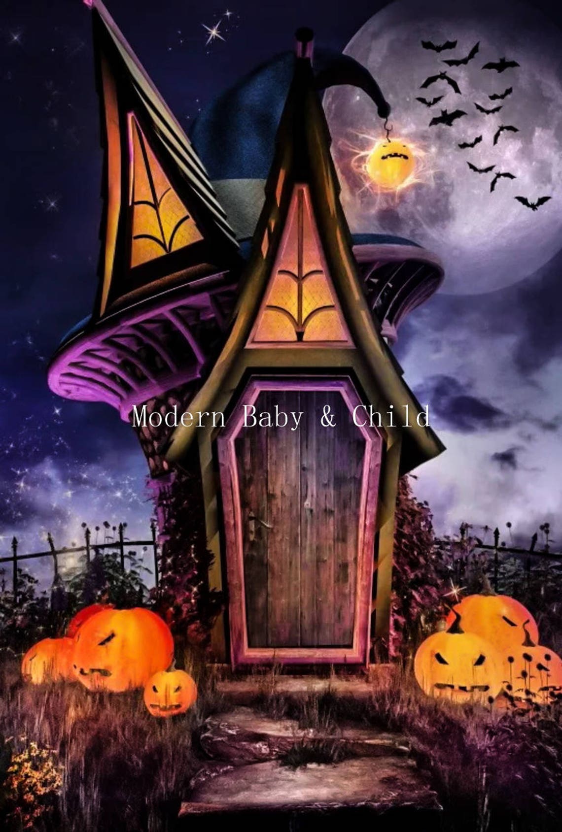 Spooky Halloween Witch House Backdrop Digital Prop Etsy
