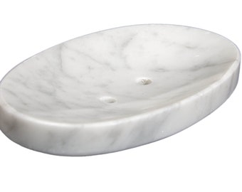 White Marble Soap Dish - Polished and Shiny Marble Dish Holder Beautifully Crafted Bathroom Accessory by CraftsOfEgypt