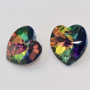 14mm, Genuine Swarovski 6228 Xillion Heart Pendant in Vitrail Medium