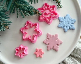 Snowflake Polymer Clay Cutters • Christmas Shapes, Fondant, Cookie