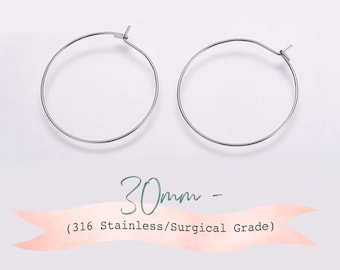 Oorbellen van chirurgisch staal, 30 mm, met bedeltjes in de vorm van een wijnglas, 10 stuks