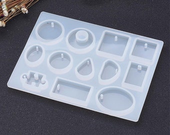 1pc, 153x114x8.5mm, Silicone Moulds, Resin Casting Moulds, For UV Resin, Epoxy Resin Jewelry Making, Mixed Geometric Shapes in Clear