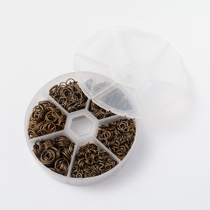 1 box (1,600 pcs) , Iron Jump Rings, Close but Unsoldered Jump Rings, Nickel Free, in Antique Bronze