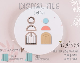 U Dome Set Shape Clay Cutter • Fondant Cutter • Cookie Cutter | Digital STL File | Downloadable File For 3D Printing | 4 Sizes