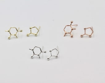 1 Pair, Copper Molecule Ear Stud Components - Choose Your Colour