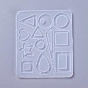 Stampi in silicone per forme geometriche, stampi per colata di resina, per resina UV, creazione di gioielli in resina epossidica, forme geometriche miste in trasparente
