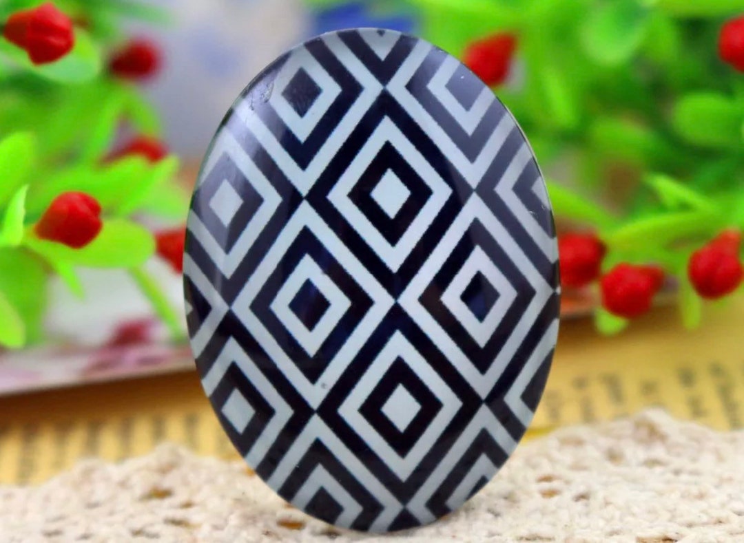 1pc, 30x40mm, Big Handmade Geometric Photo Glass Cabochons, Oval - Etsy