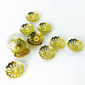 10pcs, 13mm, Raw Brass Bead Caps