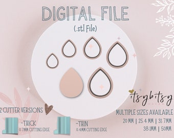 Fat Drop Shape Clay Cutter • Fondant Cutter • Cookie Cutter | Digital STL File | Downloadable File For 3D Printing | 5 Sizes