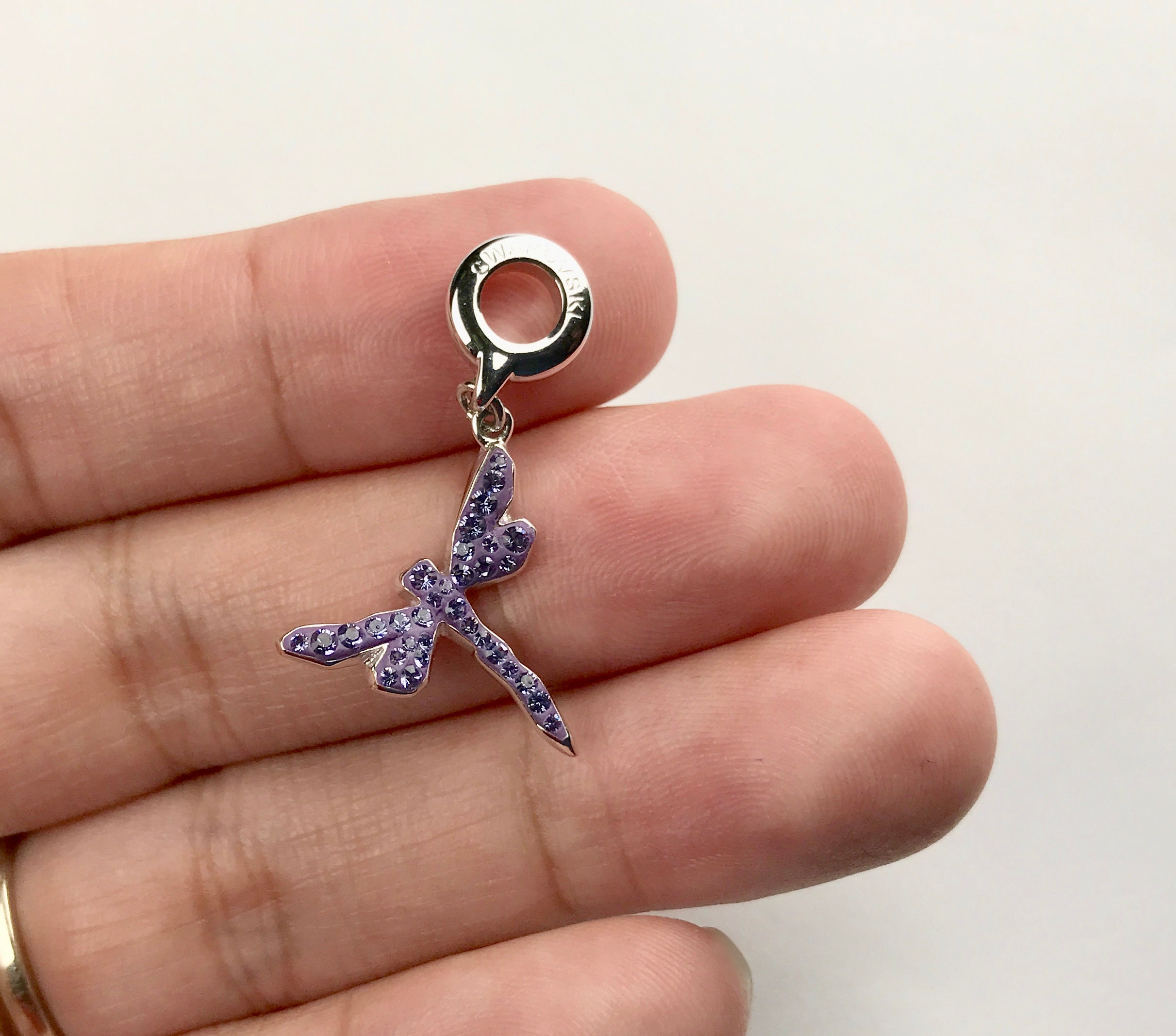 本物のスワロフスキー パヴェ トンボ チャーム タンザナイト - Etsy 日本