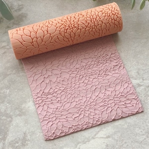 Textuurroller met bloemenomtrekprint Polymeerkleiroller afbeelding 1