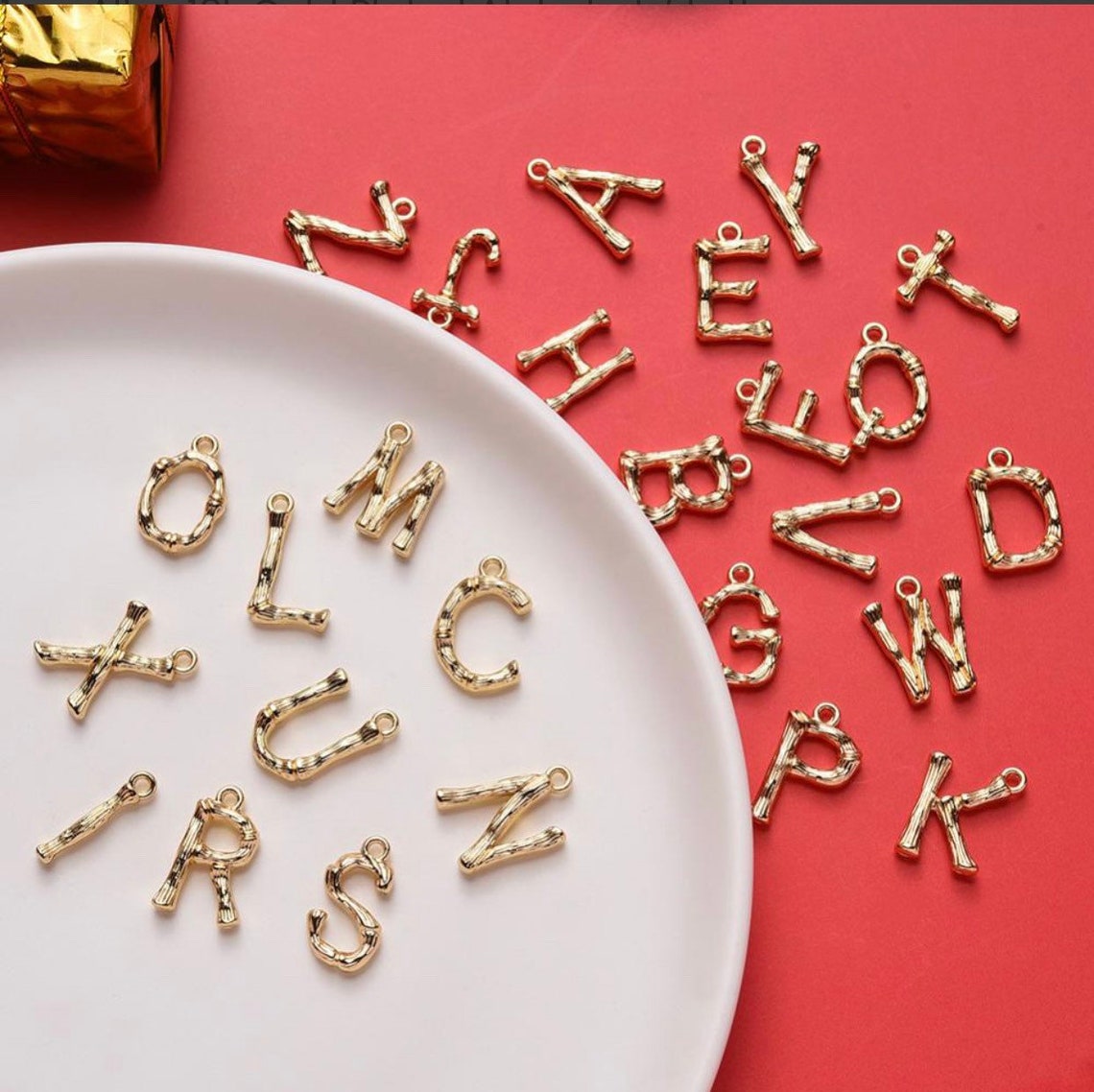 1 Pc Alloy 18k Gold Plated Alphabet / Letter Pendant / Charm - Etsy