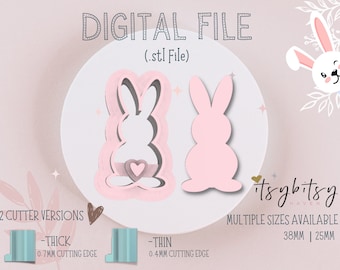 Easter Bunny Shape Clay Cutter • Fondant Cutter • Cookie Cutter | Digital STL File | Downloadable File For 3D Printing | 2 Sizes