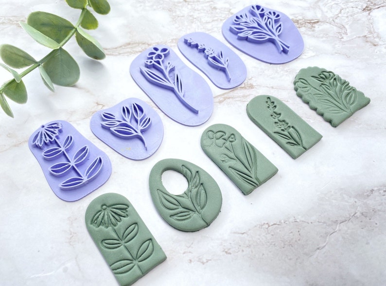 Floral Polymer Clay Embossing Stamp | Botanical Clay Earrings Tool