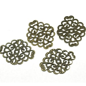 5Stk, 37x30mm, Eisenbasierte Legierung Blei & Nickel sicher Filigran in Antik Bronze Blumen Wickel filigrane Stanzverbinder