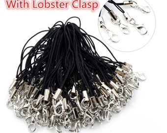 20pcs/50pcs,  Lanyard Lariat Strap Cords Lobster Clasp Rope Keychains Hooks Mobile Set Charms Keyring Bag Accessories Key Rings in Black