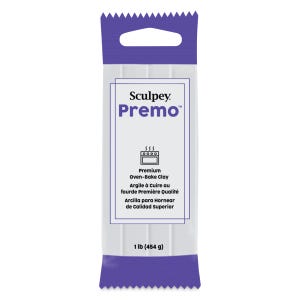Barra de arcilla polimérica SCULPEY Premo BIG de 454 g (1 lb) en color blanco.