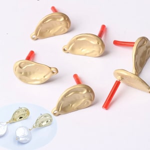 1 pair(2pcs), 13x19mm, Vintage Style Distorted Water drop shape Alloy Ear Stud in Antique Matt Gold