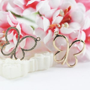 1 pc, 18x19mm 14k Gold plated frame butterfly