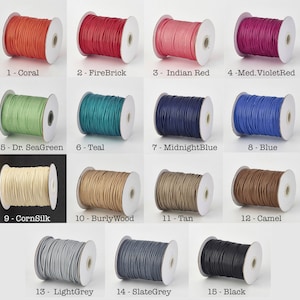 10 Meters, 1mm Environmental Korean Waxed Polyester Cord - Choose Your Colour