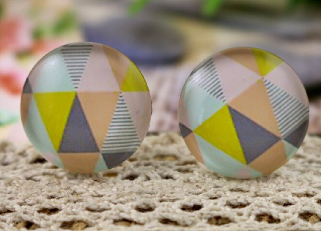 2pcs, 20mm Geometric Prints Glass Cabochons - Etsy