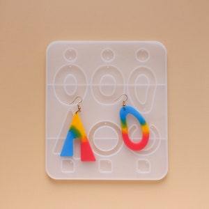 Stampi in silicone a forma geometrica in resina UV, stampi per colata di resina, per resina UV, creazione di gioielli in resina epossidica, forme miste in trasparente