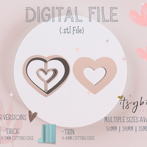 Heart Donut Shape Clay Cutter • Fondant Cutter • Cookie Cutter | Digital STL File | Downloadable File For 3D Printing | 4 Sizes