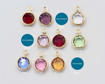 Swarovski Birthstone Charm, Gold Setting, 6mm Crystal