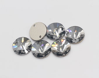 1/10/50pcs, 12mm, Genuine Swarovski Sew on stone in Silver Night