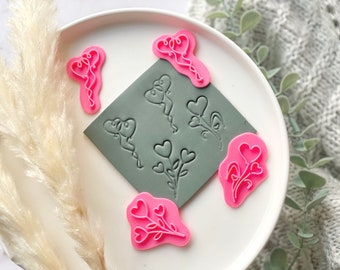 Valentines Hearts Love Clay Embossing Stamp • Fondant Stamp • Cookie Embossing Stamp • FLORAL STAMP