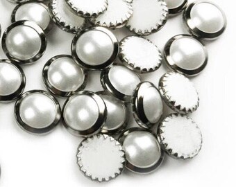 5 peças, Swarovski 2080H genuíno com moldura cabochão Flatback Hotfix em moldura preta nacarada
