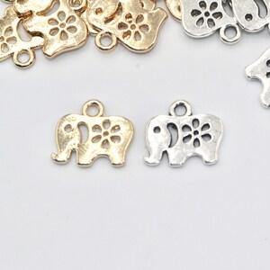 4 pcs, 12x8mm Zinc Alloy Elephant Charm / Pendant in Gold