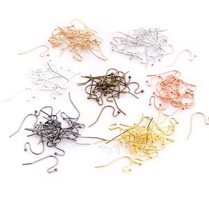 50pcs, 21x16mm, Crochets d’oreille en laiton Fil de boucle d’oreille - Choisissez votre couleur