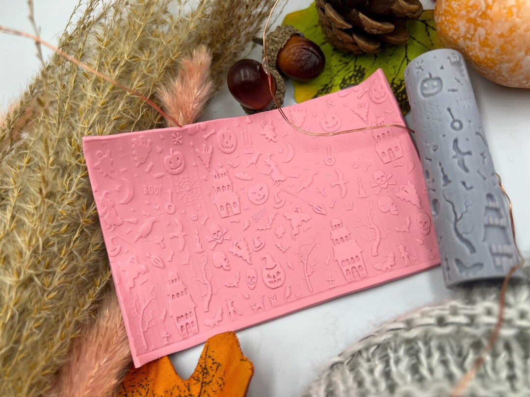 Roll Cat Texture Halloween Bat Witch Cat Print Texture Roller • Polymer Clay Roller - Etsy