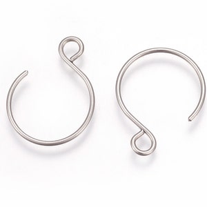 10pcs, BIGGER SIZE : 22x18mm,  Vacuum Plated, 304 Stainless Steel Earring Hooks in Stainless Steel
